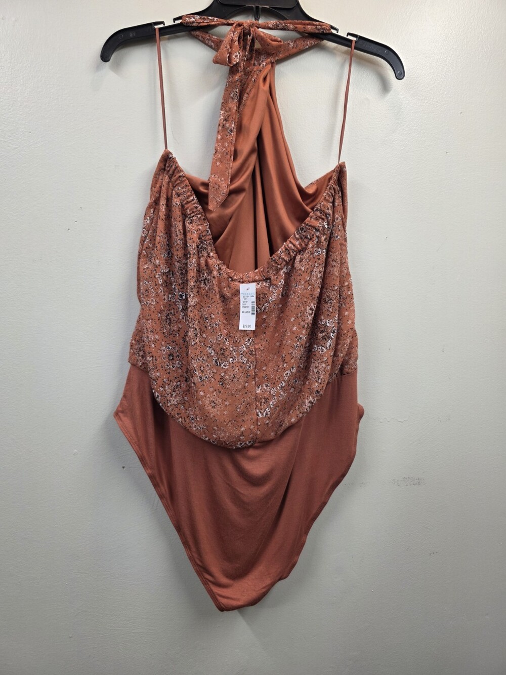 Maurices Women’s Plus Size 2X NWT Rust Floral Halter Bodysuit Sleeveless Top